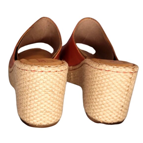 Born Lilah Rust Brown Orange Cayenne Wedge Espadrille Womens Shoes 8M - Picture 6 of 7